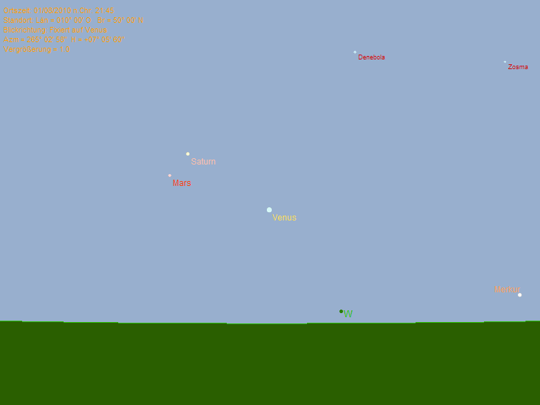 Venus, Mars und Saturn am 01.08.2010