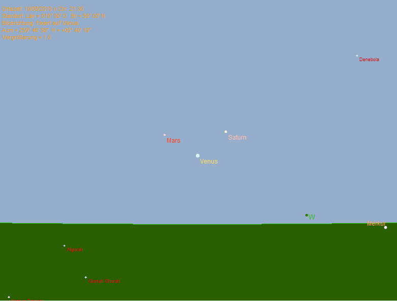 Venus, Mars und Saturn am 10.08.2010