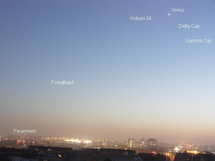 Iridium 34, Venus und Sterne am 30.12.2008