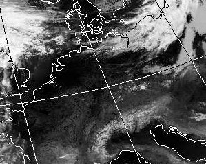 Satellitenbild (Infrarot, Ausschnitt) von NOAA 12 vom 08.06.2004, 07.01 MESZ