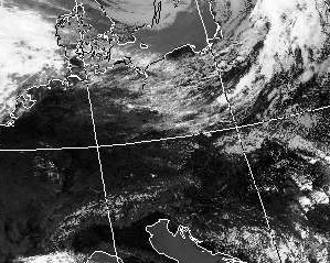 Satellitenbild (Infrarot, Ausschnitt) von NOAA 17 vom 08.06.2004, 11.39 MESZ