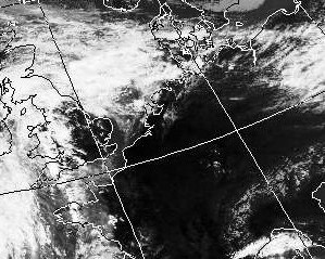 Satellitenbild (Infrarot, Ausschnitt) von NOAA 17 vom 08.06.2004, 13.20 MESZ